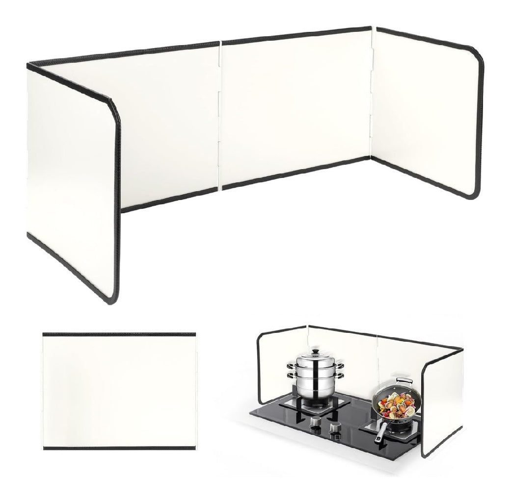 FoiiLiio Plaque Anti Projection Cuisine 4 Cotes Anti Eclaboussure Cuisine Pliable Protection Plaque de Cuisson Protection D'ecran Antieclaboussures destine a Cuisiniere Rotir evier Beige