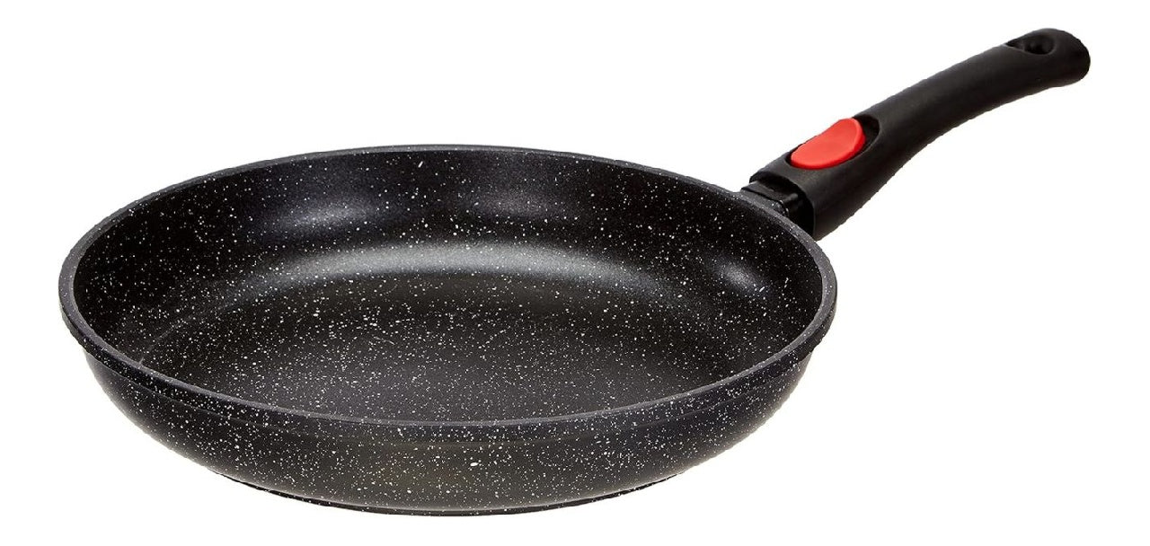 30 Kamberg Poele cm Manche Amovible Fonte d'Aluminium Revetement Type Pierre Tous Feux dont Induction Sans PFOA 0008024 Noir