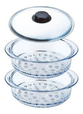 Pyrex Paniers vapeur 20cm ainsi que son Couvercle avec bouton Lot ou unite Verre Borosilicate Made in France Double 20 cm