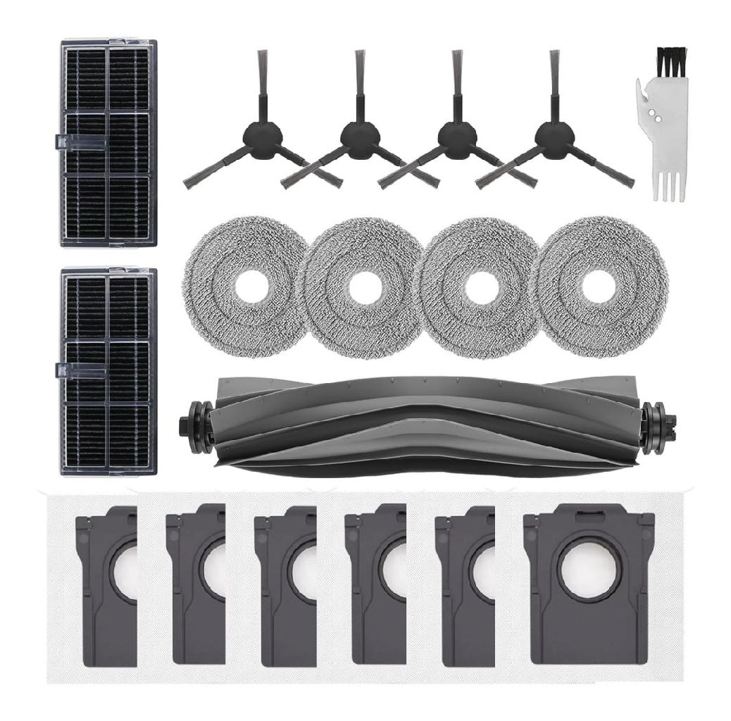 d'accessoires pour Kit Dreame L10s Ultra Gen 2 L40 Ultra AE/A D20 Ultra L10s Pro Heat MOVA E30 Ultra Robot Aspirateur 1 Brosse Principale 2 Filtres 4 Brosses Laterales 4 Serpillieres 6 Sacs